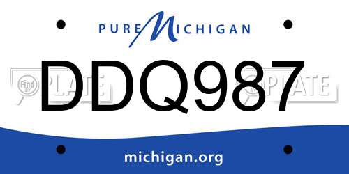 DDQ987 Michigan License Plate