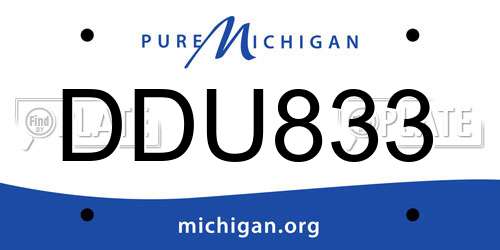 DDU833 Michigan License Plate