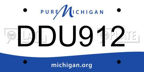 DDU912 Michigan License Plate