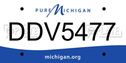 DDV5477 Michigan License Plate
