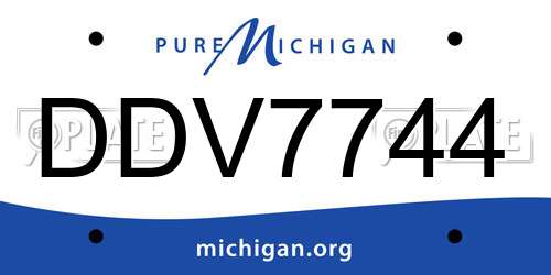 DDV7744 Michigan License Plate