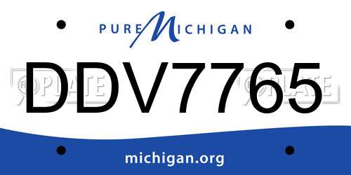 DDV7765 Michigan License Plate