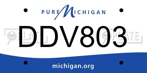 DDV803 Michigan License Plate