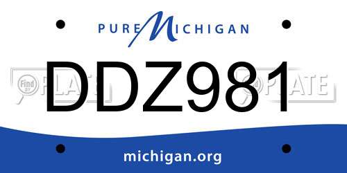 DDZ981 Michigan License Plate