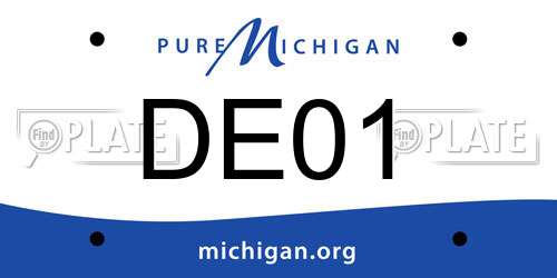 DE01 Michigan License Plate