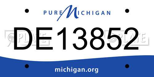 DE13852 Michigan License Plate