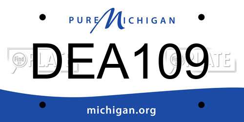 DEA109 Michigan License Plate