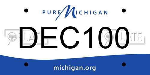 DEC100 Michigan License Plate