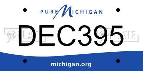 DEC395 Michigan License Plate