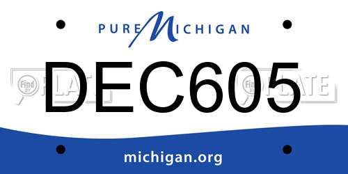 DEC605 Michigan License Plate