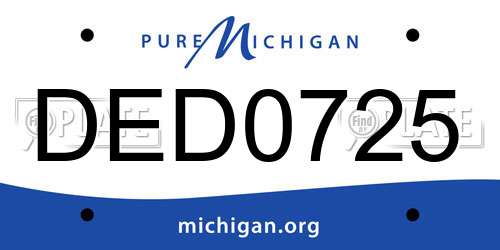 DED0725 Michigan License Plate