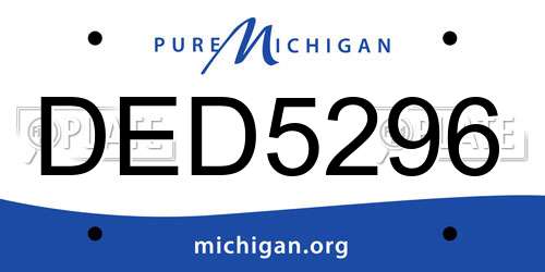 DED5296 Michigan License Plate