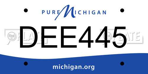 DEE445 Michigan License Plate
