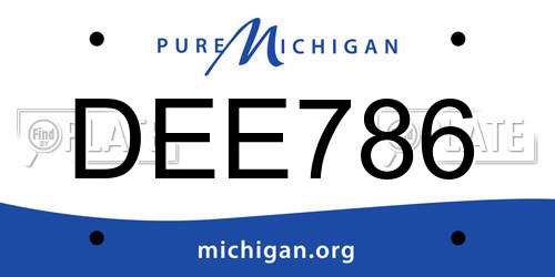 DEE786 Michigan License Plate