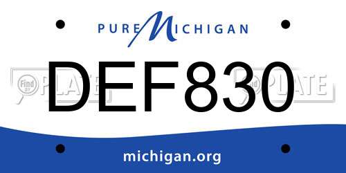 DEF830 Michigan License Plate