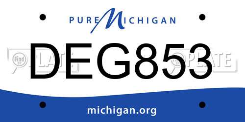DEG853 Michigan License Plate