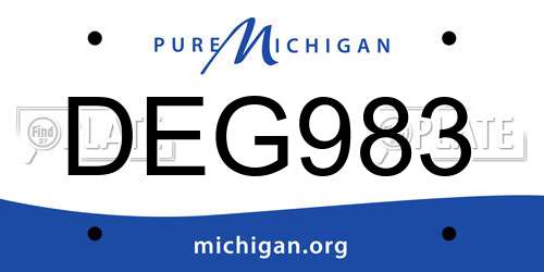 DEG983 Michigan License Plate