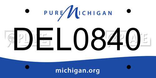 DEL0840 Michigan License Plate