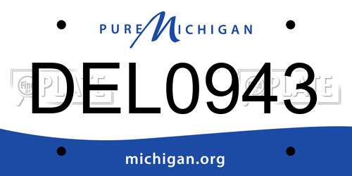 DEL0943 Michigan License Plate