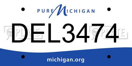 DEL3474 Michigan License Plate