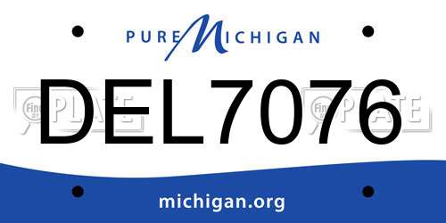 DEL7076 Michigan License Plate