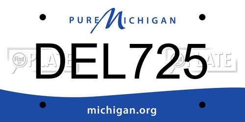 DEL725 Michigan License Plate