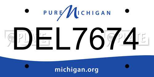DEL7674 Michigan License Plate