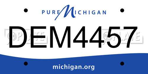 DEM4457 Michigan License Plate