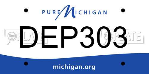DEP303 Michigan License Plate