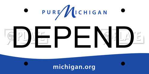 DEPEND Michigan License Plate