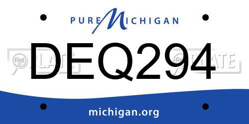 DEQ294 Michigan License Plate