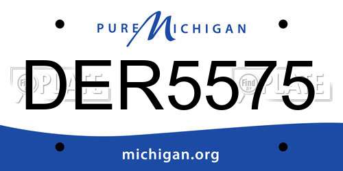 DER5575 Michigan License Plate