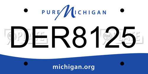 DER8125 Michigan License Plate