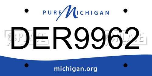 DER9962 Michigan License Plate