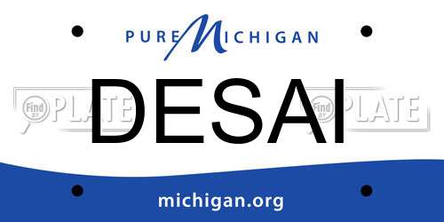 DESAI Michigan License Plate
