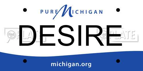 DESIRE Michigan License Plate