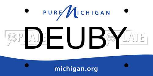DEUBY Michigan License Plate