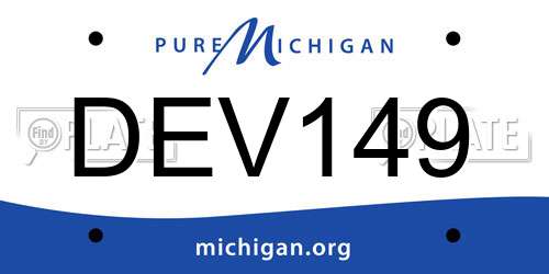 DEV149 Michigan License Plate