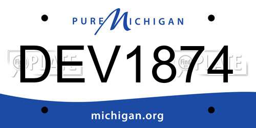 DEV1874 Michigan License Plate