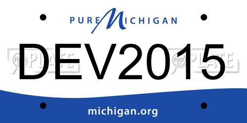DEV2015 Michigan License Plate