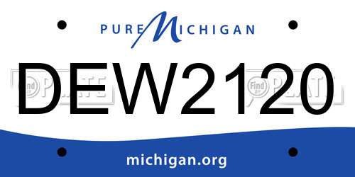 DEW2120 Michigan License Plate