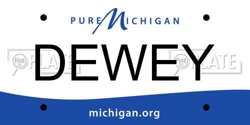 DEWEY Michigan License Plate