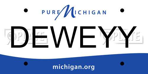DEWEYY Michigan License Plate
