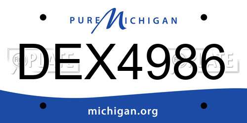 DEX4986 Michigan License Plate