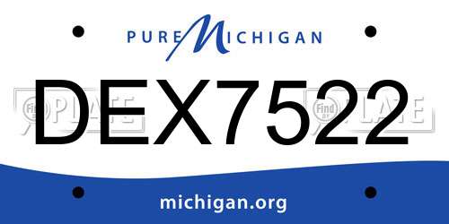 DEX7522 Michigan License Plate