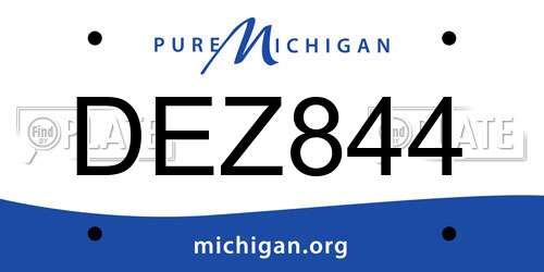DEZ844 Michigan License Plate