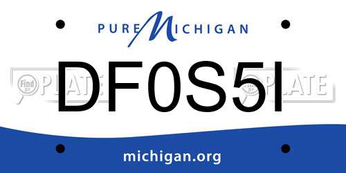 DF0S5I Michigan License Plate