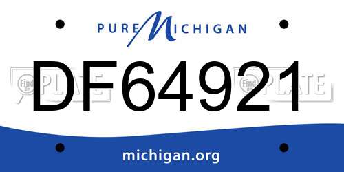 DF64921 Michigan License Plate