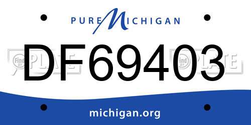 DF69403 Michigan License Plate