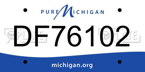 DF76102 Michigan License Plate